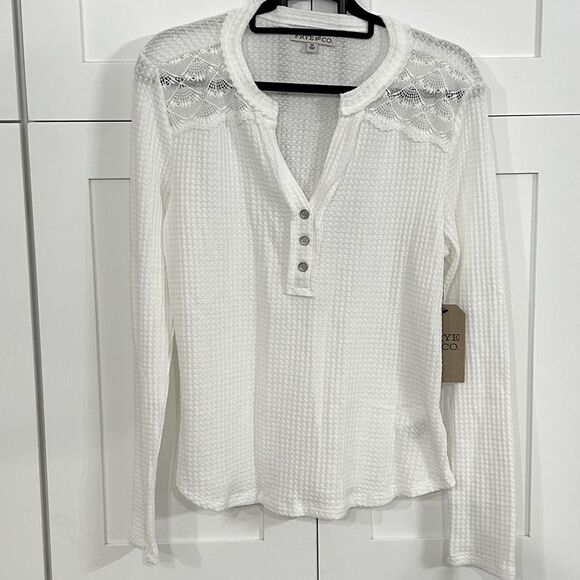 Frye and Co. Womens Long Sleeve Ribbed Henley Shirt - M - NWT - Picture 3 of 6